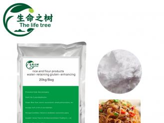 Water retaining and reinforcing agent for rice and flour products